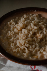 Bowl of Cheese Ramen Noodles