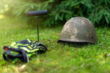 The search party.A steel probe to search for soldiers.A soldier's helmet from the Great Patriotic...