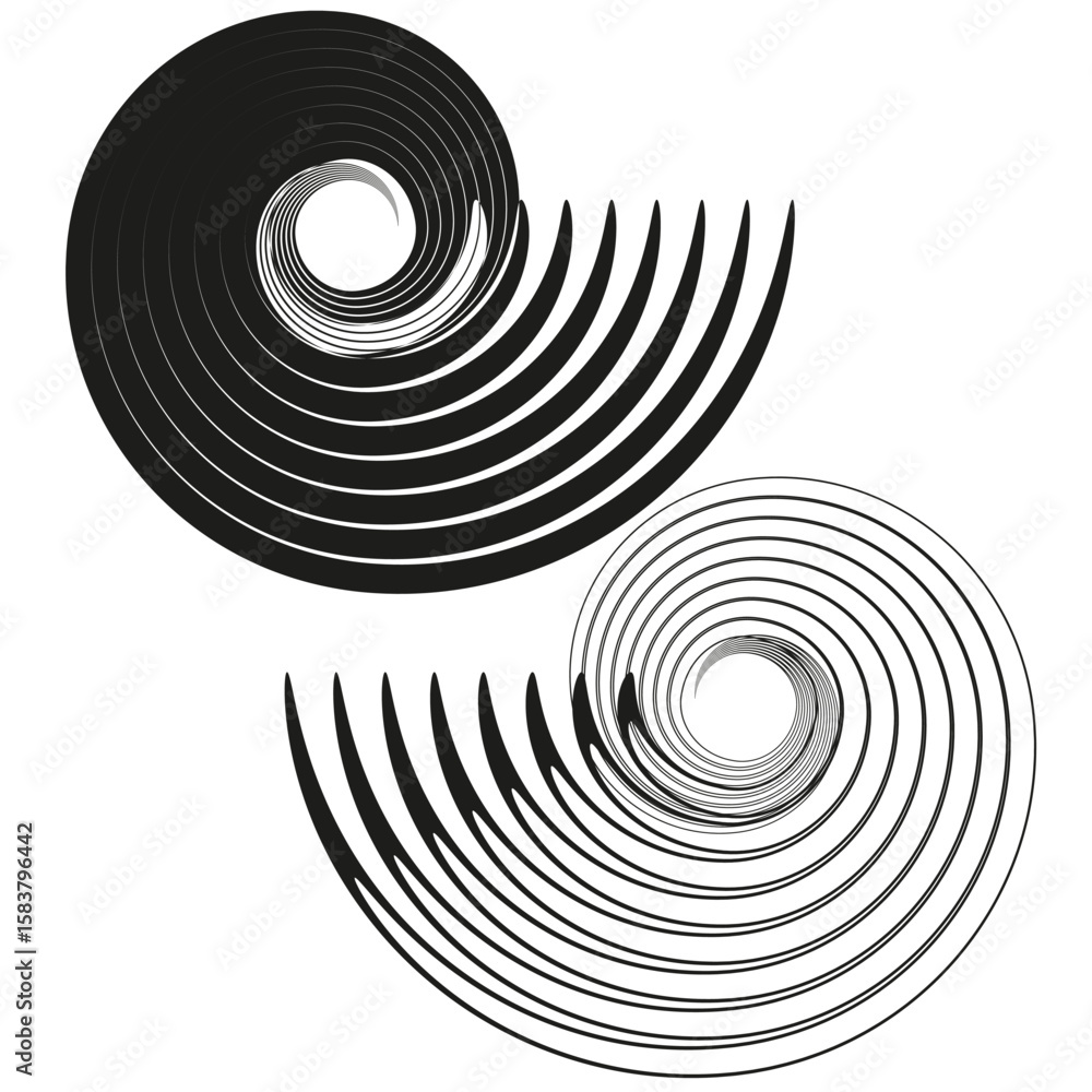 Poster abstract helix spirals. dynamic winding forms. modern motion elements. vector creative graphic.