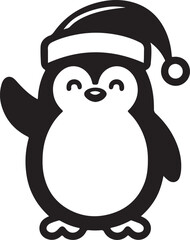 Simple cute penguin outline vector outline shape, simple black and white penguin shape
