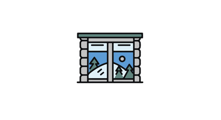 Fototapeta premium Window to a winter wonderland view, a cozy escape with serene scenic vista.