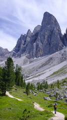 Hiking in the Funes Valley, Adolff Munkel's route, Dolomites, Italy