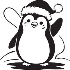 Simple cute penguin outline vector outline shape, simple black and white penguin shape
