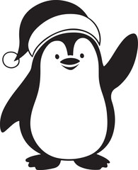 Simple cute penguin outline vector outline shape, simple black and white penguin shape