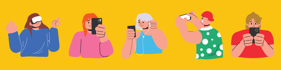 Vector Set of Diverse People in Digital Communication