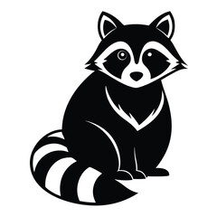 Obraz premium Simple sitting raccoon silhouette on a clean white background