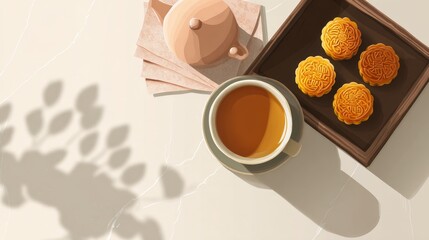 Mid-Autumn Festival Asian Backgrounds in Illustrated and Watercolor Style