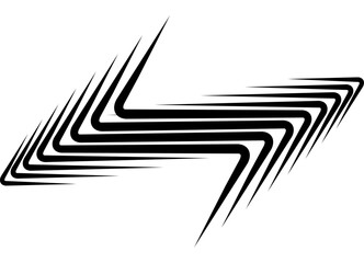 Vector abstract striped stepped design element for design in social networks, advertising, packaging, video. Modern dynamic pattern of black lines on a white background. For sportswear, body, toy