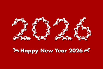 2026年の形をした馬アイコンの午年年賀状