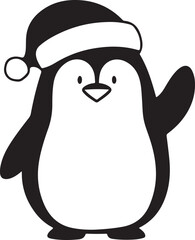 Simple cute penguin outline vector outline shape, simple black and white penguin shape
