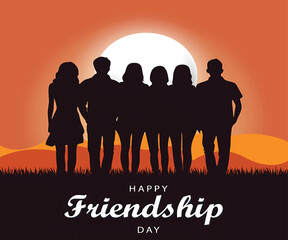 International Friendship Day Abstract Vector Showing Friends from Behind