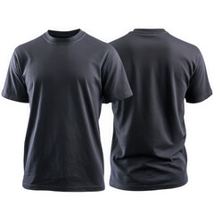 Dark grey t shirt front and back isolated on transparent background