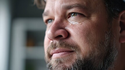 Obraz premium Man crying closeup image