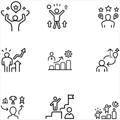 Hand-drawn vector doodle success and work icons 