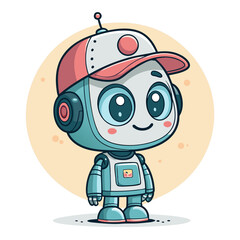 Fototapeta premium Funny 3D cartoon robot character illustration vector icon cute android