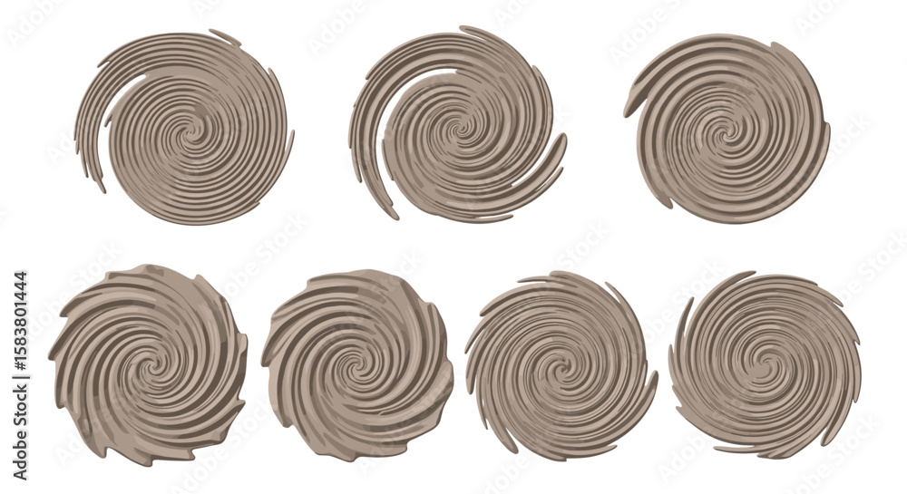 Poster collection of swirling oval shapes arranged in a grid pattern on a white background showing texture 