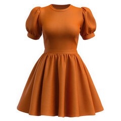 Obraz premium Orange puff sleeve dress isolated on transparent background