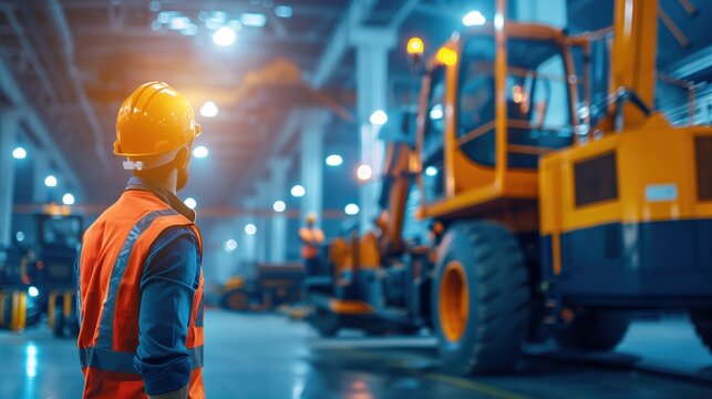 Operational safety inspection construction site image of worker industrial environment side view safety awareness