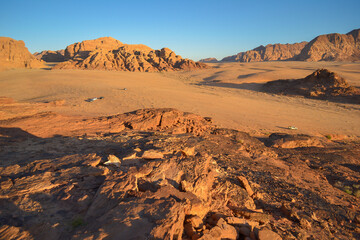 Fototapeta premium Desert landscape in Wadi Rum desert, Jordan,