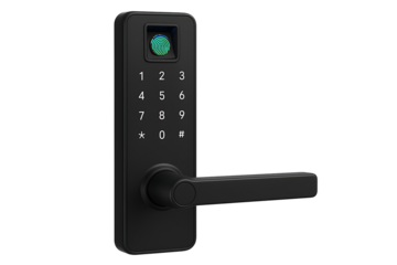 Black Electronic Door Handle Lock with Digital Keypad and Fingerprint Sensor for Home Security