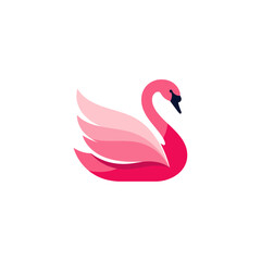 Swan icon logo flat vector design