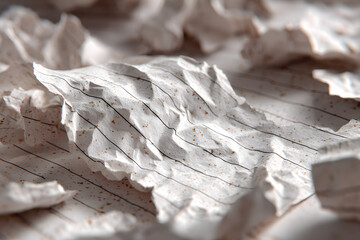 Crumbled lined loose leaf notebook paper background