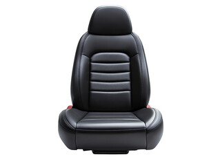 Luxury black leather car seat isolated on transparent background