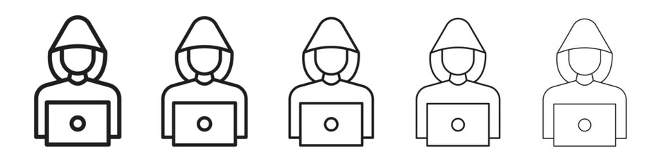 Hacker icon with editable stroke eps 10 vector illustration. Outline drawing. © Surya