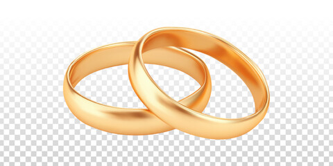 Vector wedding rings isolated on transparent background.