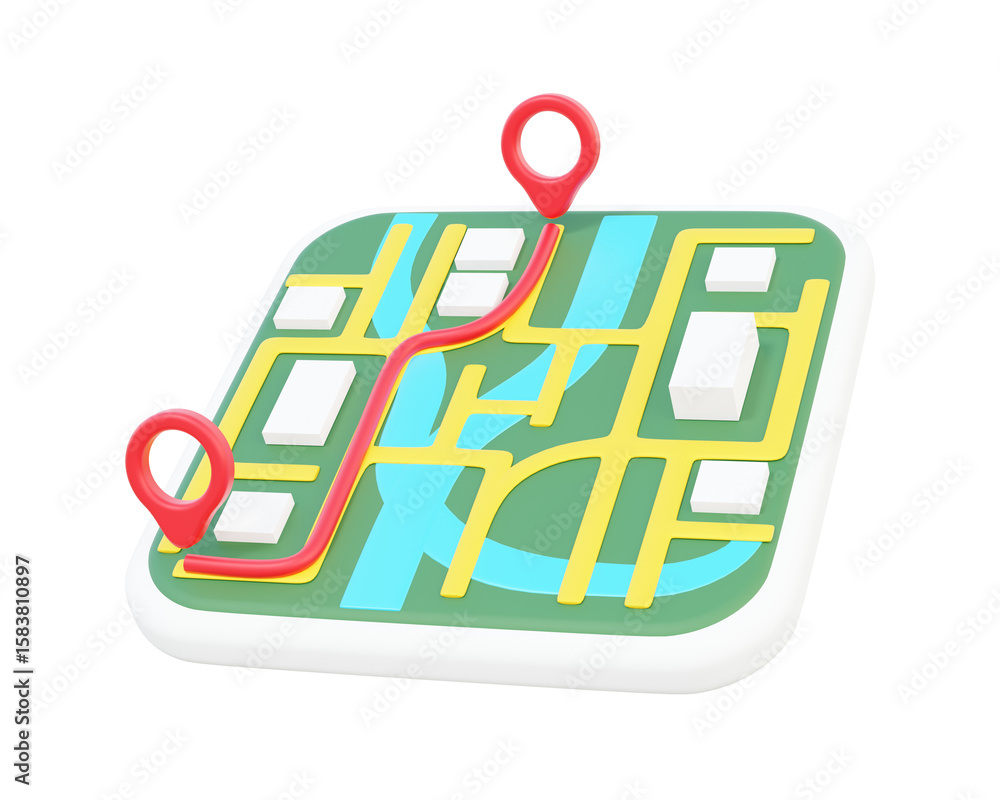 Poster gps map navigation icon on isolated background. digital technology red pointer destination address d
