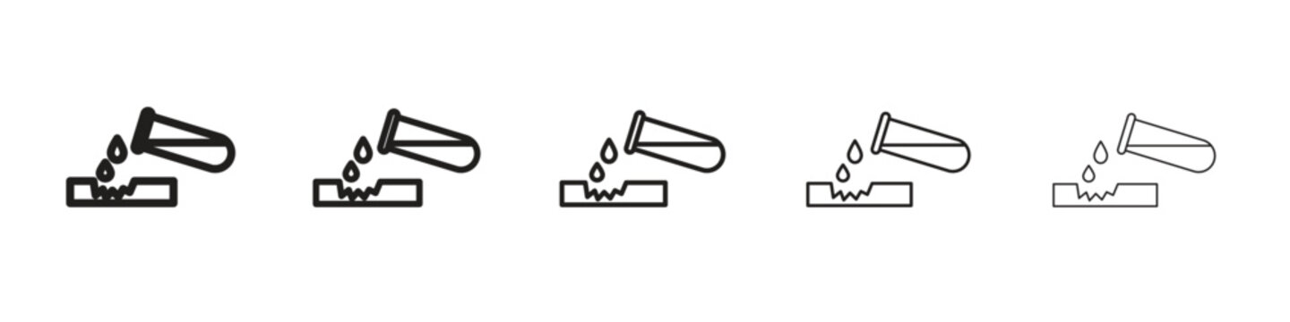 Corrosive substance icon with editable stroke eps 10 vector illustration. Outline drawing.