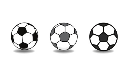 Professional Football or Soccer Ball Set  Icon Isolated on White Background Illustration Vector. Premium Football or Soccer Ball Set Vector Banner. Player, Classic, Competition, Game, Sports, Match