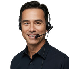 Smiling man with headset isolated on transparent background