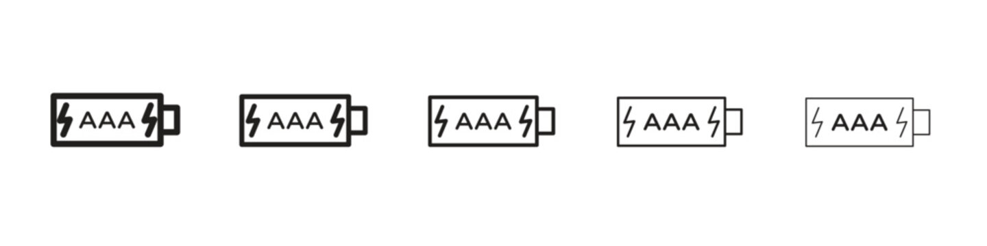 AAA battery icon with editable stroke eps 10 vector illustration. Outline drawing.