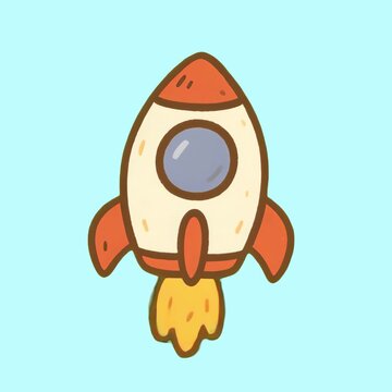 Cartoon rocket ship illustration animation isolated asset, transparent 4K video, alpha channel, ProRes 4444