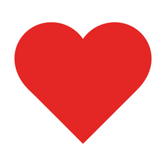 Simple Red Heart Shape Isolated Flat Design Love Symbol Illustration