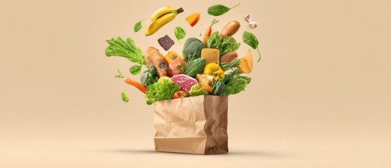 The vibrant array of fresh produce bursting from a shopping bag.