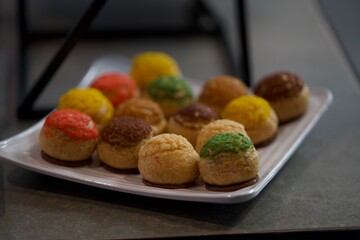 Colorful cookies on plate