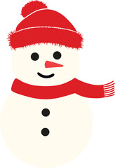 snowman with red hat and scarf vector design on transparent background