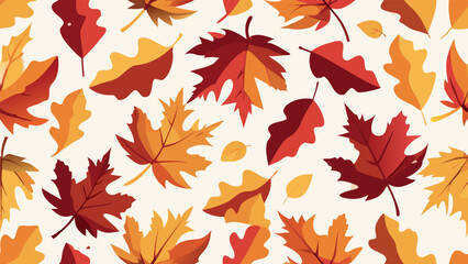 Autumnal leaf pattern; warm, vibrant colors; cheerful, festive mood; perfect for seasonal designs.