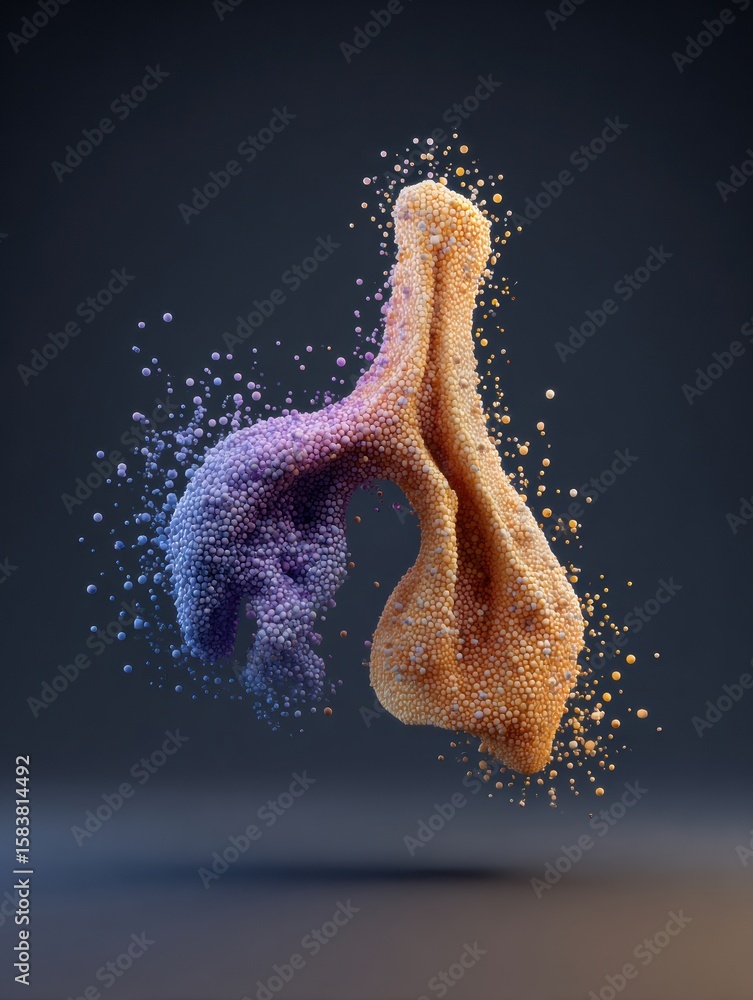 Poster conceptual 3d representation of sinus inflammation with warm colors over a minimal background