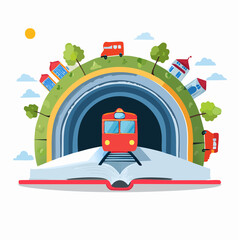 Train journey enters novel world through giant book tunnel