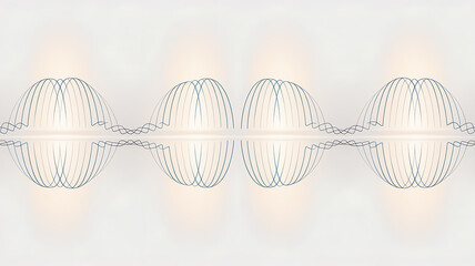Symmetrical abstract geometric pattern with glowing spheres and waveforms