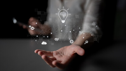 AI innovation with neural network and digital transformation. AI innovation drives automation, powers ideas, AI innovation enhances SEO, and AI innovation enables global connection. Latch