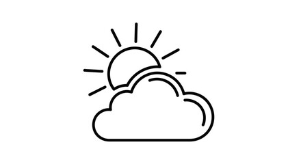 Simple line art icon depicting partly sunny weather; sun partially obscured by a cloud.