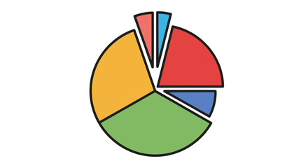Fototapeta premium Colorful pie chart illustrating data distribution across six segments.