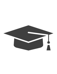 Simple, grayscale illustration of a graduation cap, representing academic achievement and education.