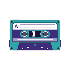 A flat color vector of a retro cassette tape