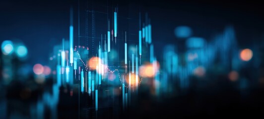 The financial data visualization showcasing dynamic trading patterns in a urban landscape.