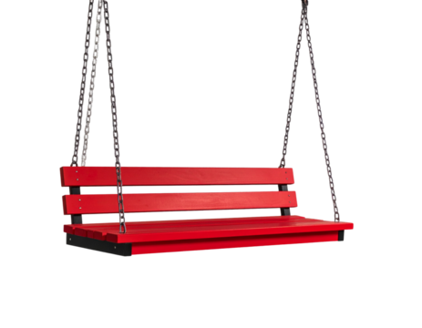 Floating Red Bench Suspended in a Contemporary Space, Isolated on Transparent Background